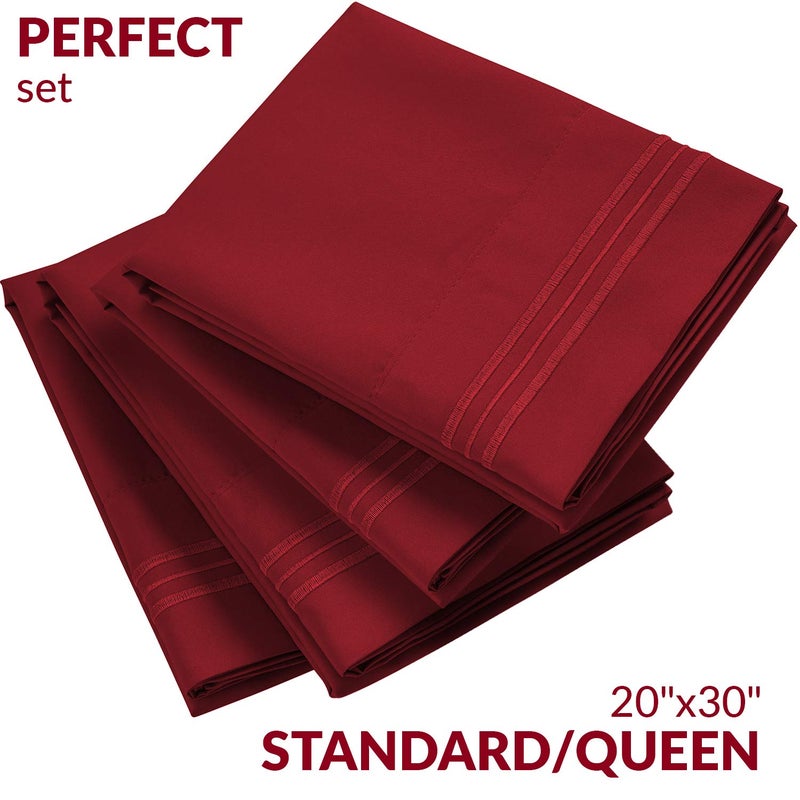 Mellanni Pillow Cases Set - 4 PC Iconic Collection Pillowcases - Hotel Luxury, Extra Soft, Cooling Pillow Covers - Wrinkle, Fade, Stain Resistant (Standard/Queen 20"x30", Brick Red) - Image 2